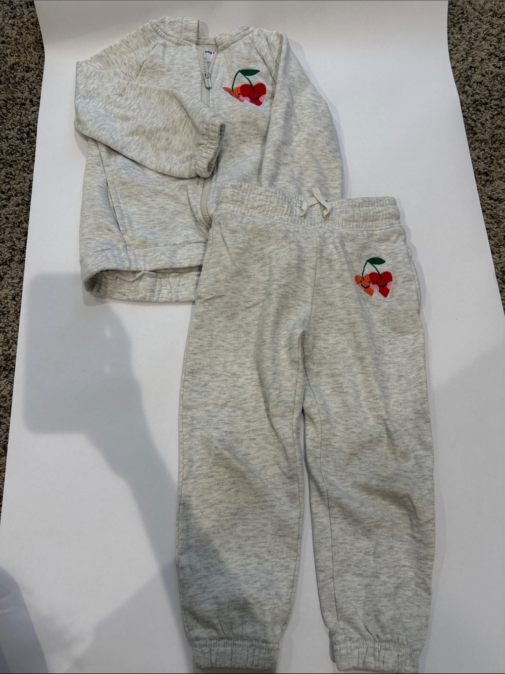 Old Navy Light Gray Cherry Zip Jogger Set